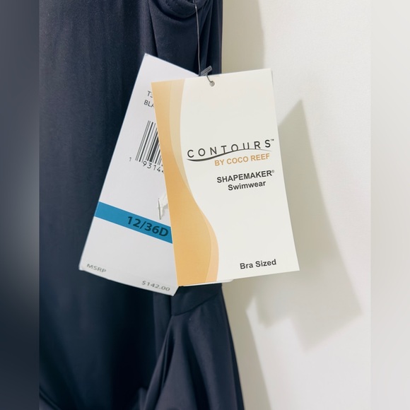 Coco Reef Contours Shapemaker Black One Shoulder Swimsuit Attached Saron… - Picture 9 of 11